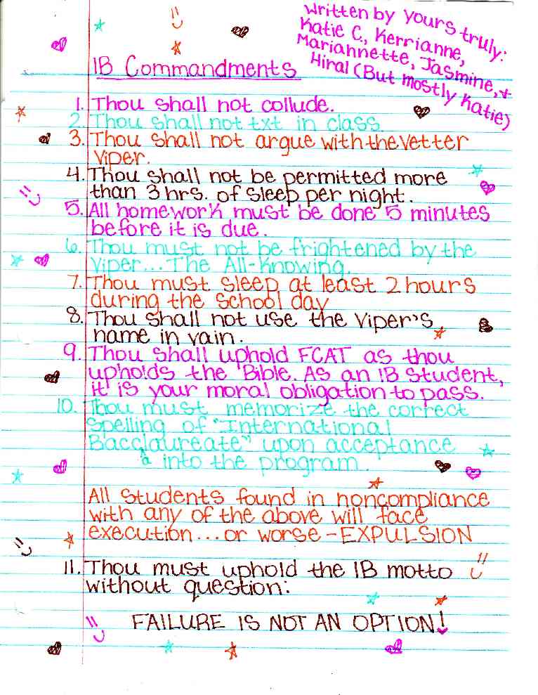 Katie's IB commandments
